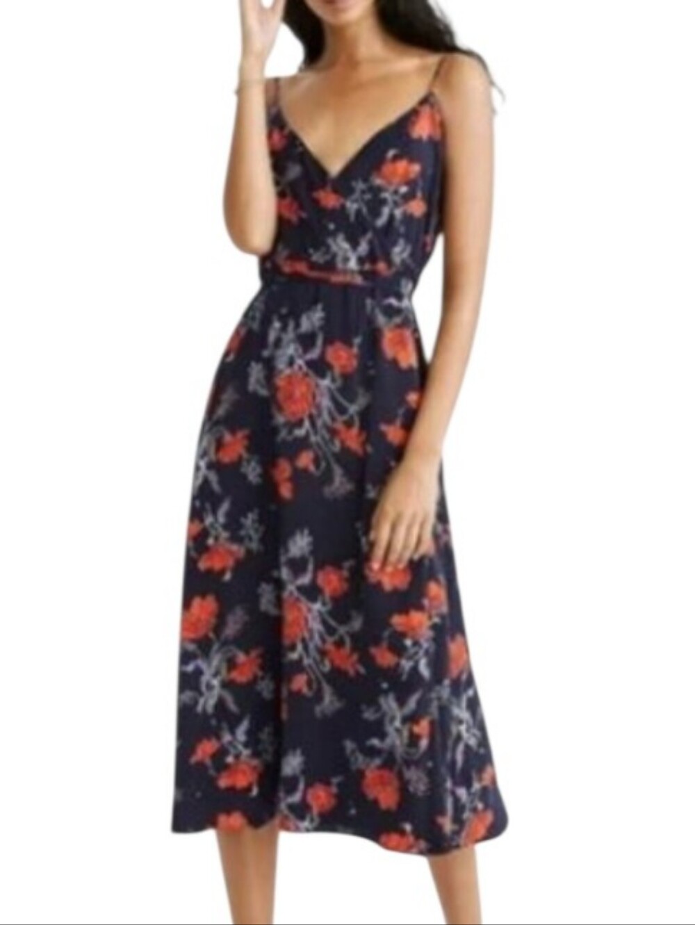 Madewell Windblown Poppies Wrap Midi Dress - M.        Y29